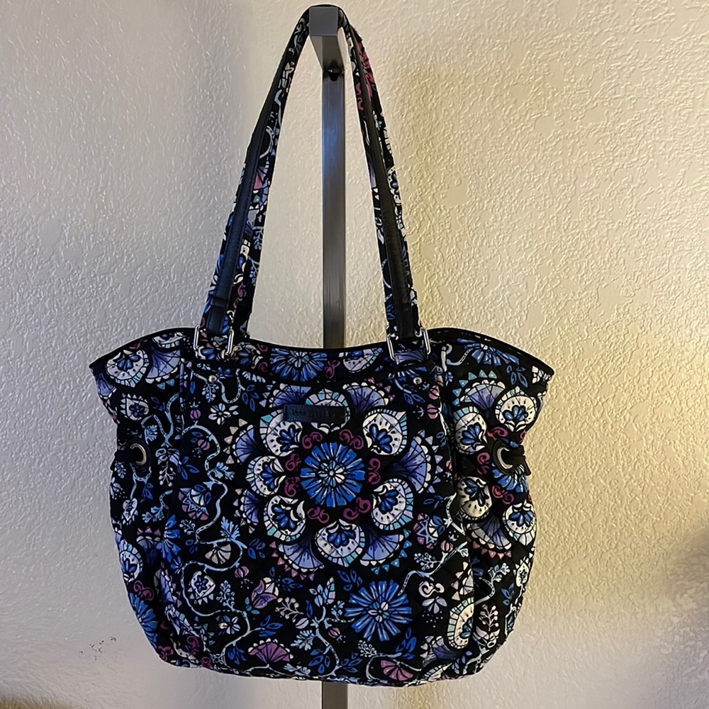 Vera Bradley bag purse tote satchel blue white pink  flower pattern